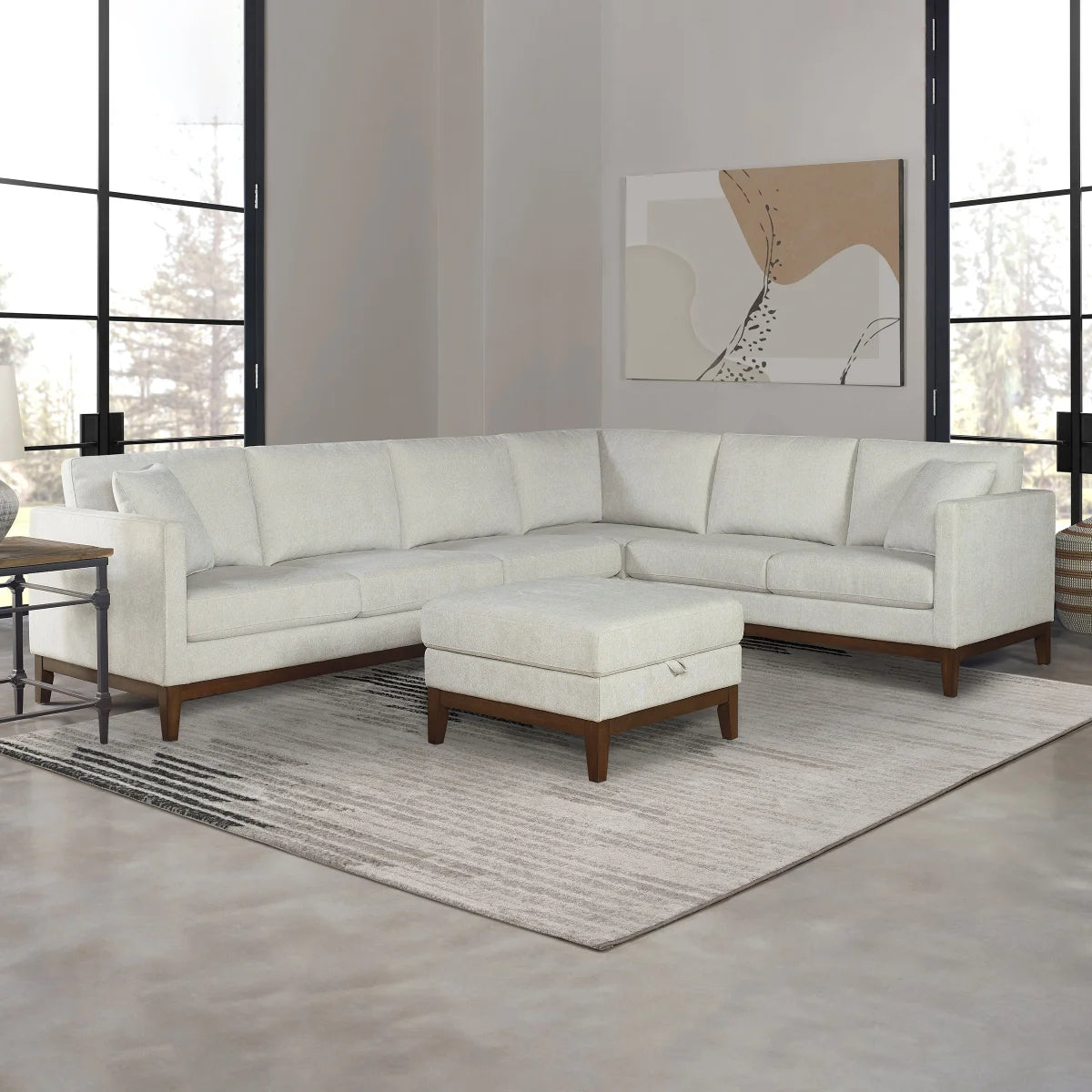 Thomasville Livingston Fabric Sectional with Storage Ottoman