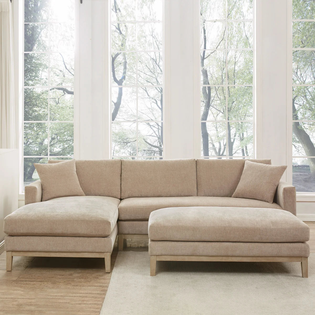 Caspian Fabric Sectional with Ottoman