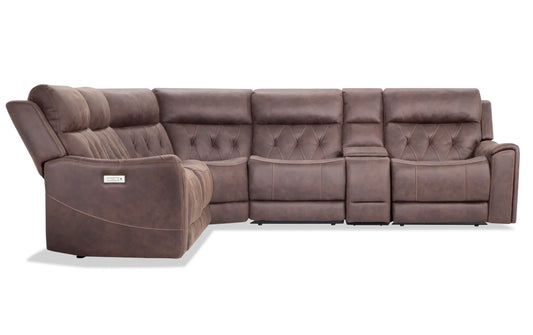 Canyon Walnut Power Reclining Sectional Sofa with Power Headrest