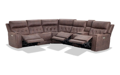 Canyon Walnut Power Reclining Sectional Sofa with Power Headrest