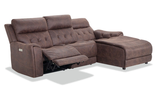Canyon Walnut Power Reclining 3 Piece Right Arm Facing Chaise Sectional