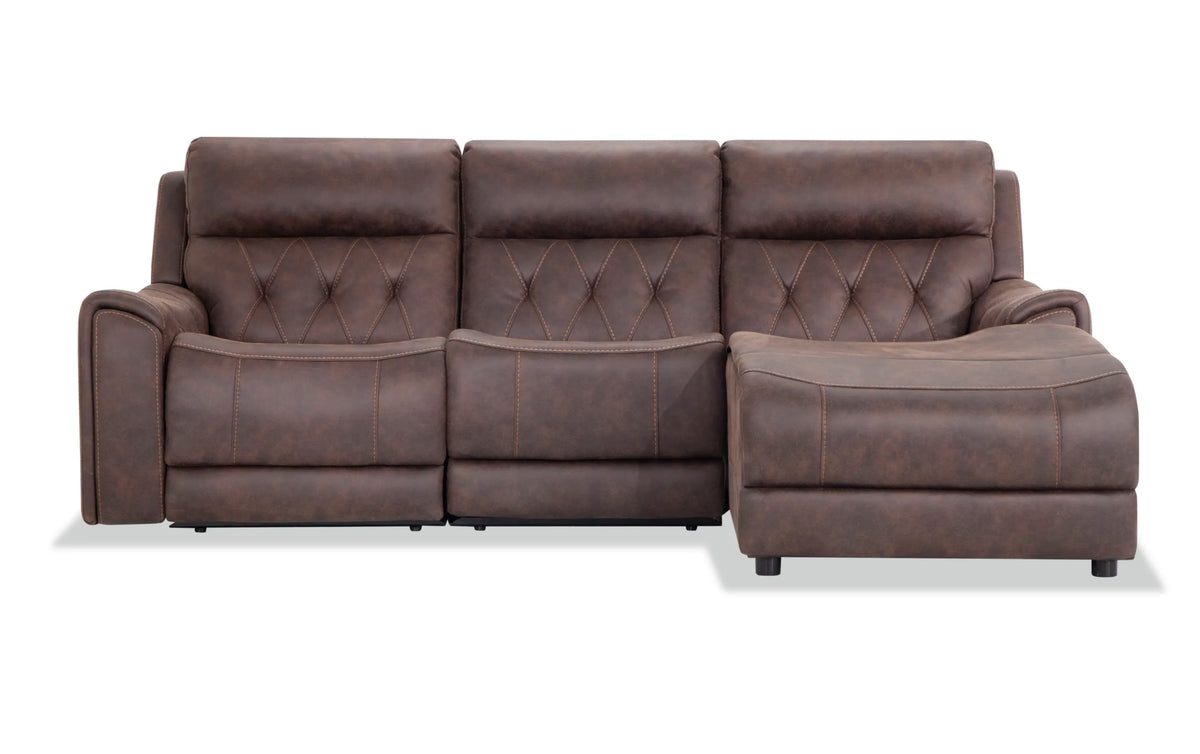 Canyon Walnut Power Reclining 3 Piece Right Arm Facing Chaise Sectional