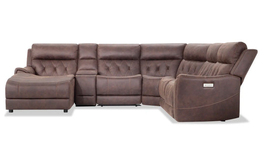 Canyon Walnut Power Reclining Sectional with Chaise & Power Headrest