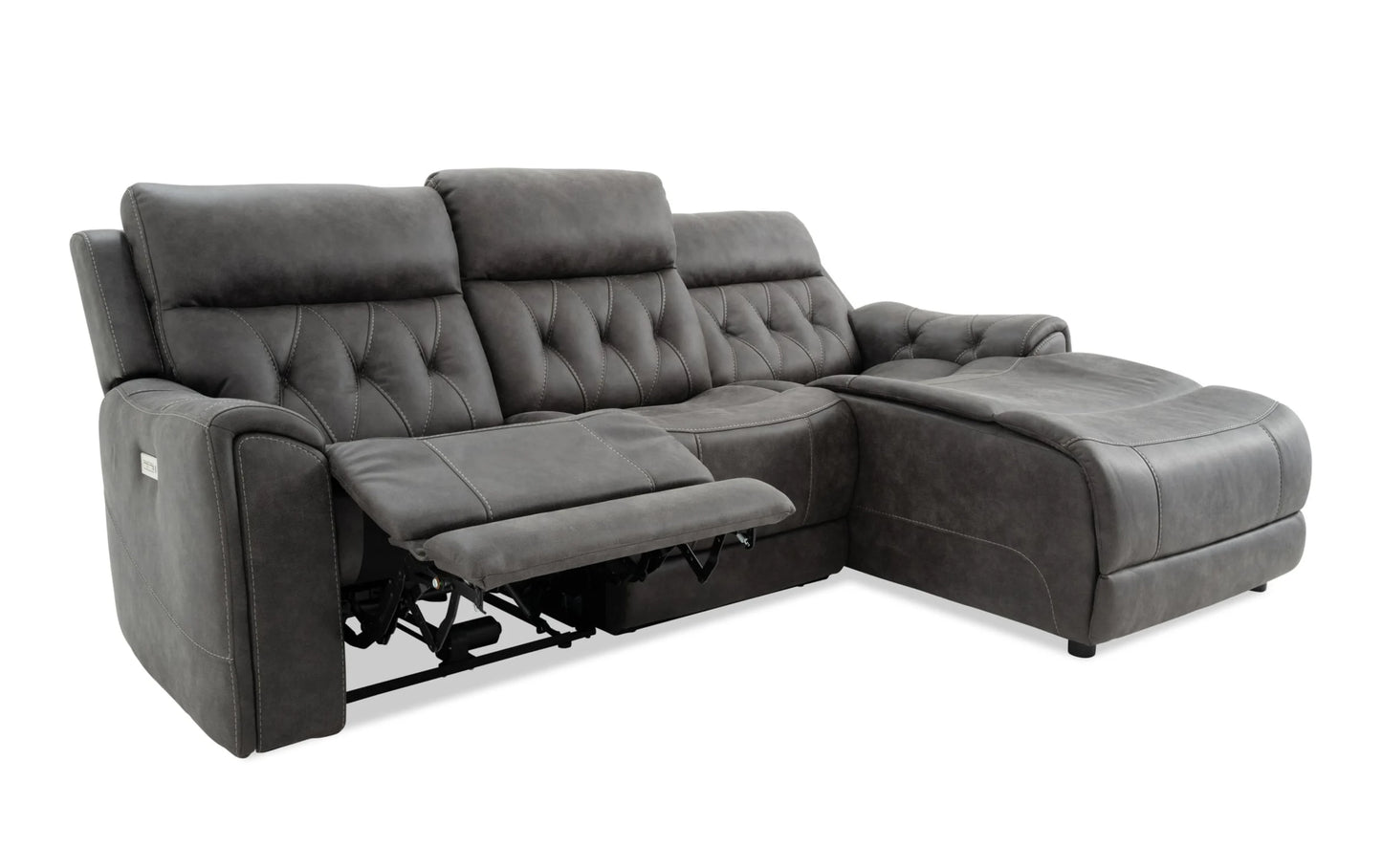Canyon Gray Power Reclining 3 Piece Right Arm Facing Chaise Sectional