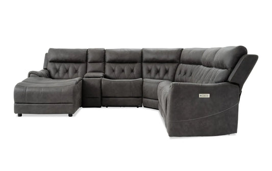 Canyon Gray Power Reclining Sectional with Chaise & Power Headrest