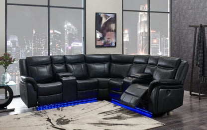 LED Lights Riviera Power Recliner Sectional