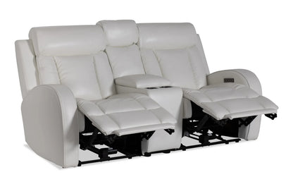 Tuxedo WhitePower Reclining Console Loveseat (2) Set with Power Headrest