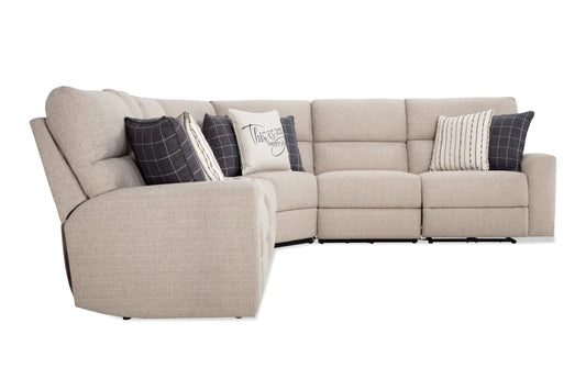 Modern Farmhouse Beige Power Reclining Sectional with Power Headrest