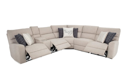 Modern Farmhouse Beige Power Reclining Sectional with Power Headrest
