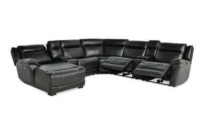 Frontier Black Leather Power Reclining Sectional with Chaise
