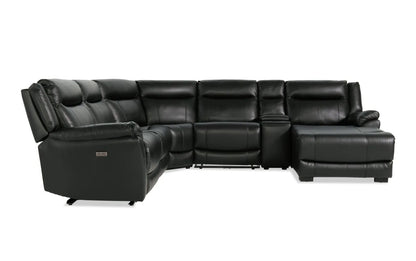 Frontier Black Leather Power Reclining Sectional with Chaise
