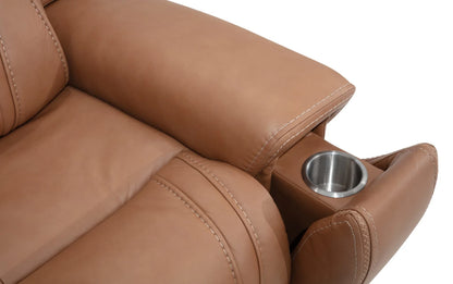 Dynamic Cognac Leather Power Reclining Sectional with Power Headrest