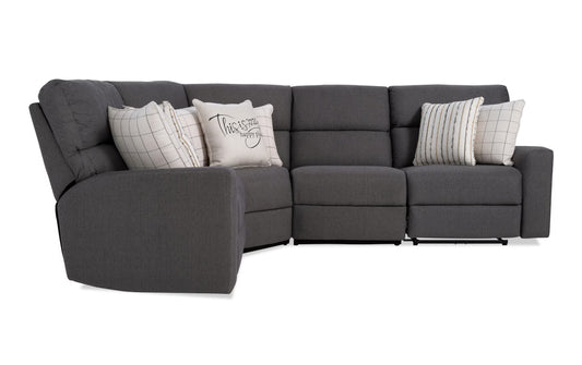 Modern Farmhouse Gray Power Reclining Sectional with Power Headrest