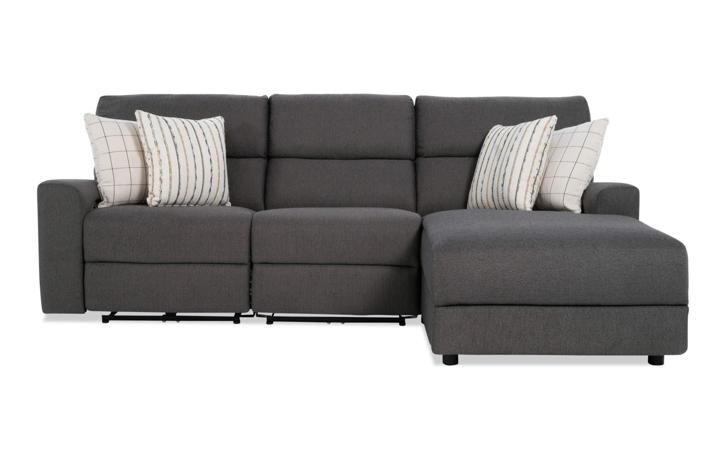 Modern Farmhouse Gray Power Reclining Chaise Sectional