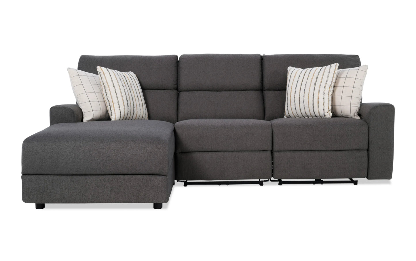 Modern Farmhouse Gray Power Reclining Chaise Sectional