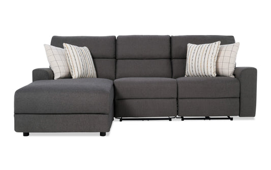 Modern Farmhouse Gray Power Reclining Chaise Sectional