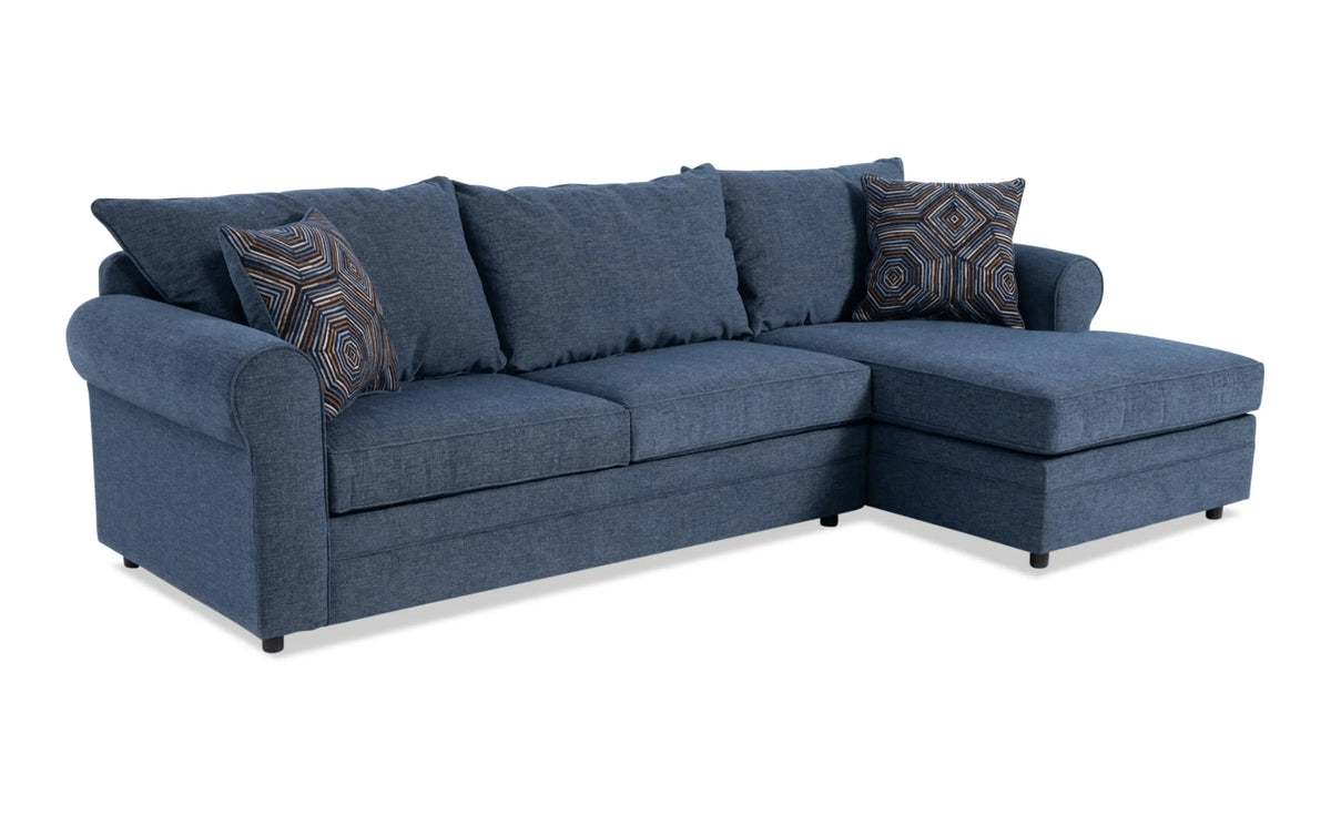 Juno Denim 2 Piece Right Arm Facing Chaise Sectional