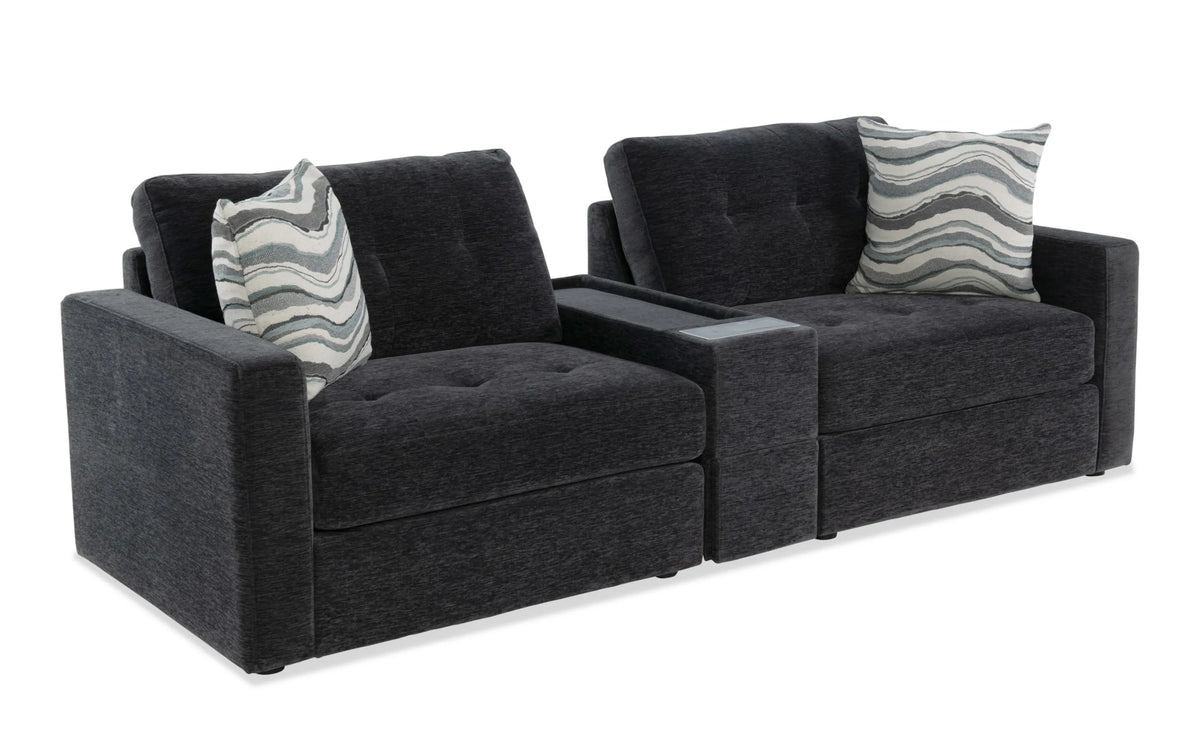 Modular Bob Charcoal  3 Piece Storage Loveseat with Storage Console