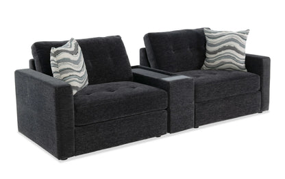 Modular Bob Charcoal  3 Piece Storage Loveseat with Storage Console