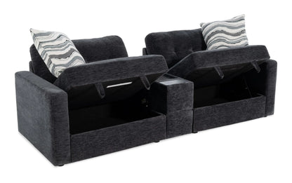 Modular Bob Charcoal  3 Piece Storage Loveseat with Storage Console