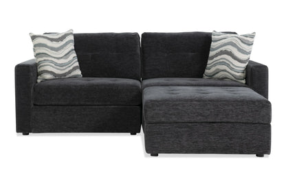 Modular Bob Charcoal 3 Piece Storage Loveseat with Storage Ottoman