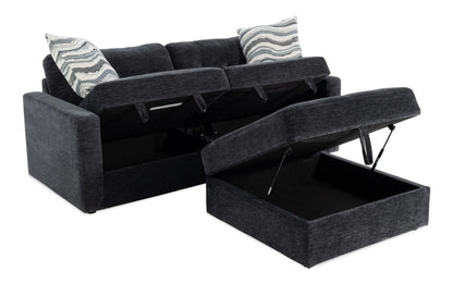 Modular Bob Charcoal 3 Piece Storage Loveseat with Storage Ottoman