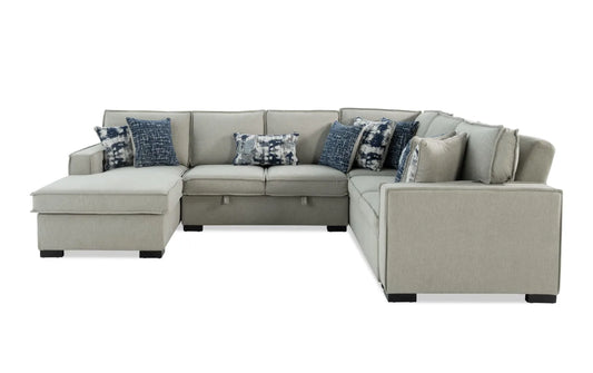 Playmax Gray Pop-Up Sleeper Chaise Sectional with USB & USB-C Port
