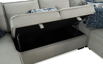Playmax Gray Pop-Up Sleeper Chaise Sectional with USB & USB-C Port