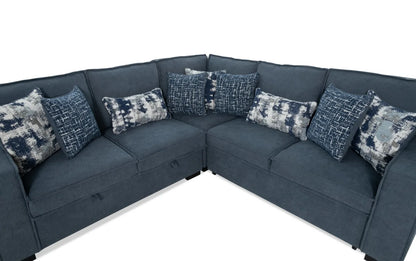 Playmax Denim Sectional with USB & USB-C Port