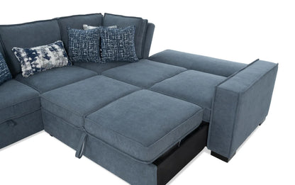 Playmax Denim Sectional with USB & USB-C Port