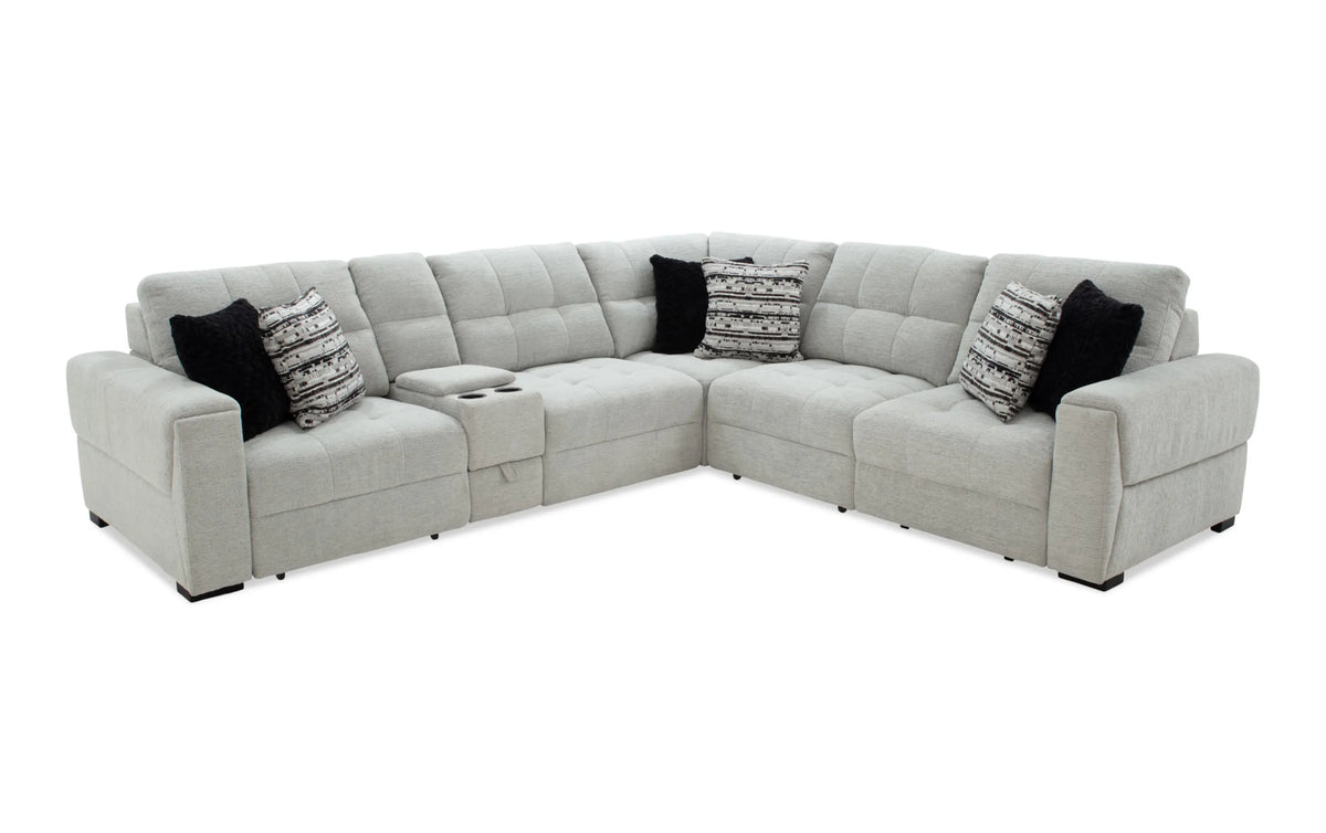 Slider Bob Gray Power Sliding 6 Piece Sectional with USB & USB-C Ports