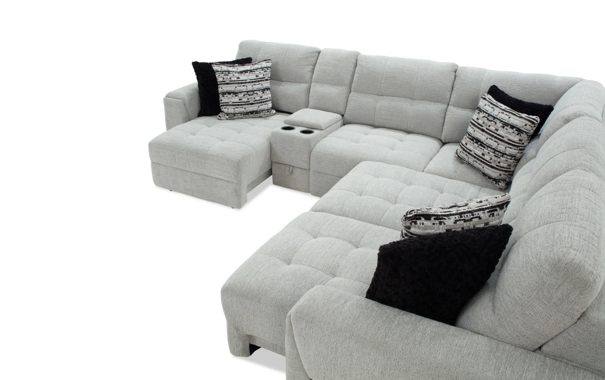 Slider Bob Gray Power Sliding 6 Piece Sectional with USB & USB-C Ports