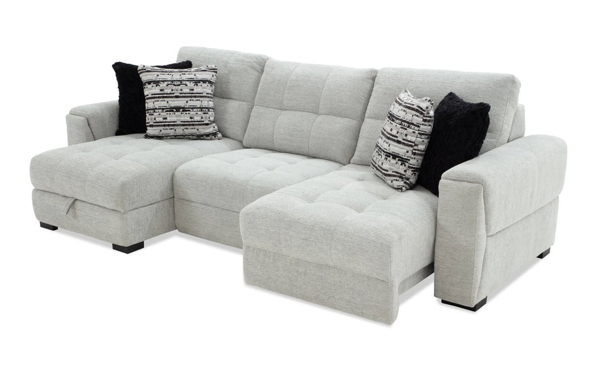 Slider Bob Gray Power Sliding Left Arm Facing Storage Chaise Sectional
