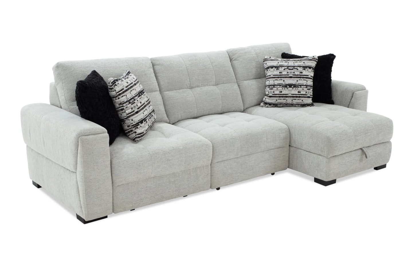 Slider Bob Gray Power Sliding Right Arm Facing Storage Chaise Sectional