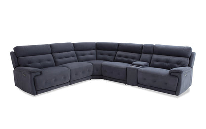 Rumor Blue Power Reclining Sectional with Power Headrest