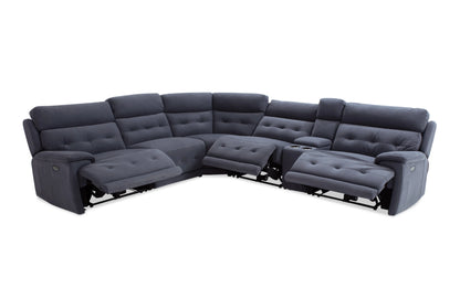 Rumor Blue Power Reclining Sectional with Power Headrest