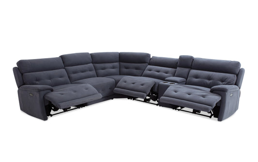 Rumor Blue Power Reclining Sectional with Power Headrest