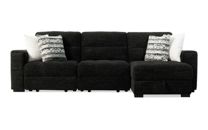 Slider Bob Black Power Sliding Right Arm Facing Storage Chaise Sectional
