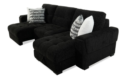 Slider Bob Black Power Sliding Right Arm Facing Storage Chaise Sectional