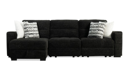 Slider Bob Black Power Sliding Right Arm Facing Storage Chaise Sectional