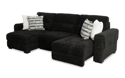 Slider Bob Black Power Sliding Right Arm Facing Storage Chaise Sectional