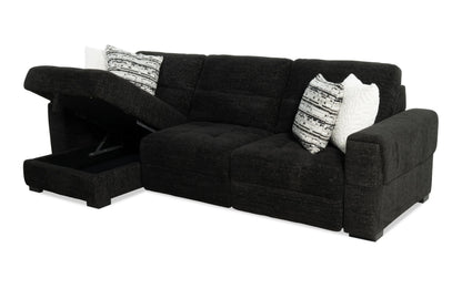 Slider Bob Black Power Sliding Right Arm Facing Storage Chaise Sectional