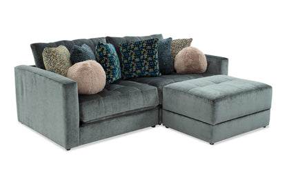 Jewels Emerald Modular Loveseat with Storage Ottoman