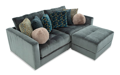 Jewels Emerald Modular Loveseat with Storage Ottoman