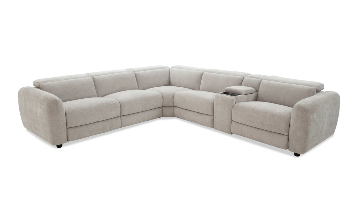 Equinox Silver Power Reclining 6 Piece Sectional with Power Headrest