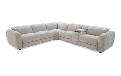 Equinox Silver Power Reclining 6 Piece Sectional with Power Headrest