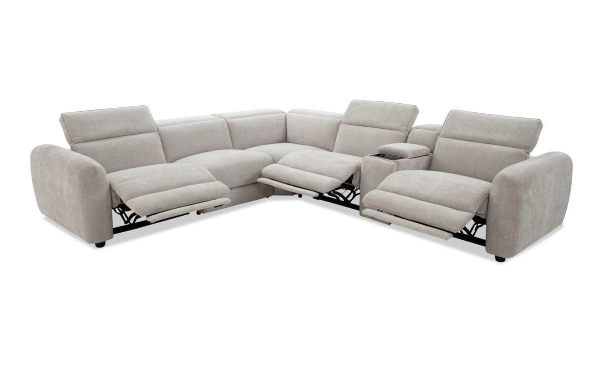 Equinox Silver Power Reclining 6 Piece Sectional with Power Headrest