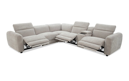 Equinox Silver Power Reclining 6 Piece Sectional with Power Headrest