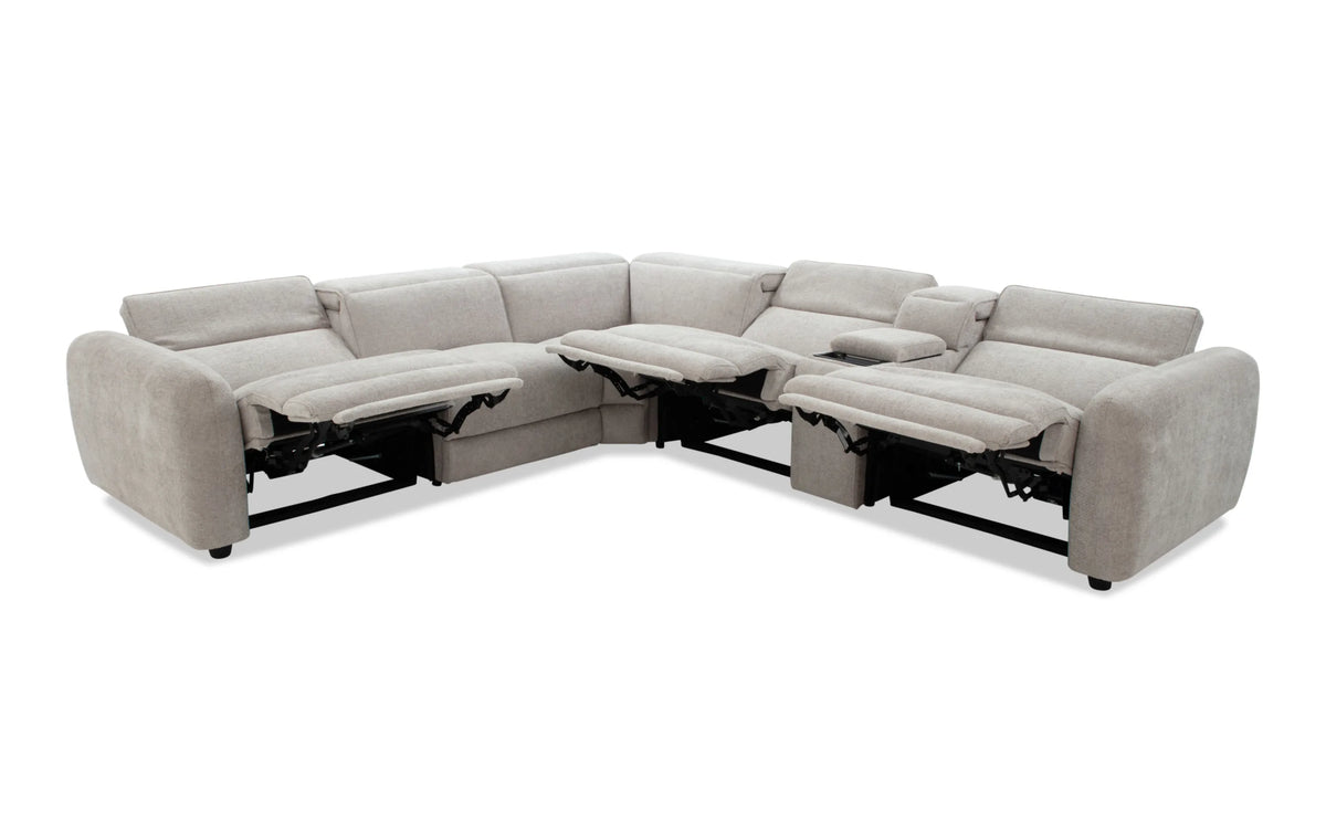 Equinox Silver Power Reclining 6 Piece Sectional with Power Headrest