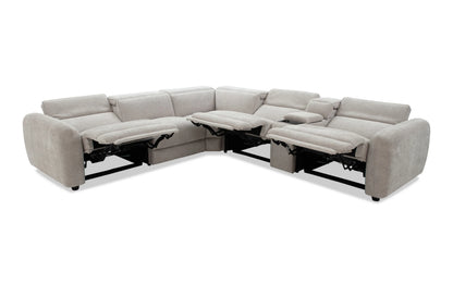 Equinox Silver Power Reclining 6 Piece Sectional with Power Headrest